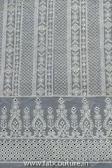 White Georgette Lakhnawi Embroidered Fabric