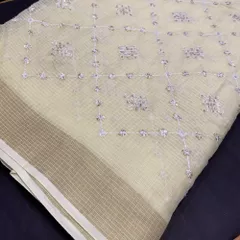 Kota Check Embroidered Fabric