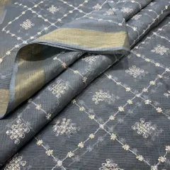 Kota Check Embroidered Fabric