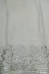 White Chinon Chiffon Badla Embroidered Fabric