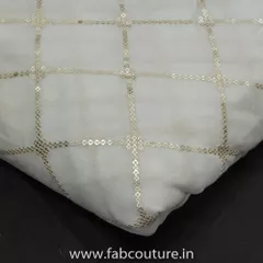 White Georgette Sequins Embroidered Fabric