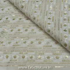 Georgette Thread and Sequins Embroidered Fabric