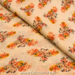Peach Chinon Chiffon Printed Fabric