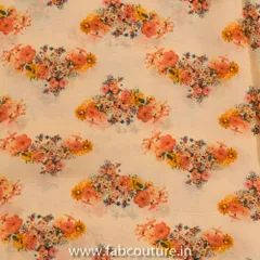 Peach Chinon Chiffon Printed Fabric