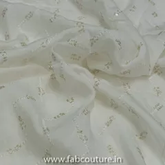 White Chinon Embroidered Fabric