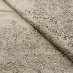 Cream Cotton Gota Embroidered Fabric