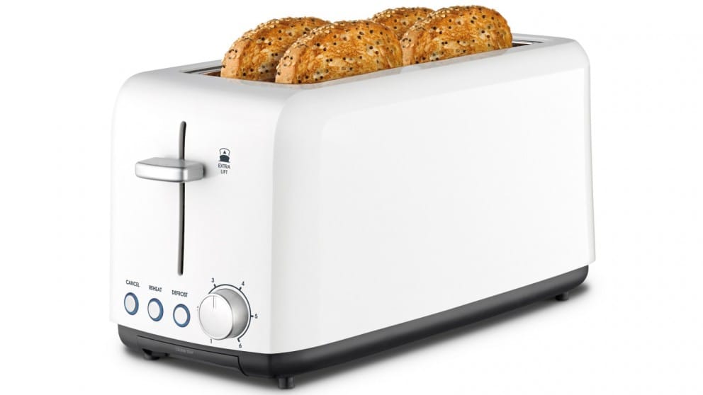 4 Slice wide slot toaster in White