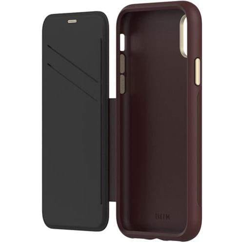 EFM Monaco D30 Leather Wallet Case - iPhone X / XS - Mulberry