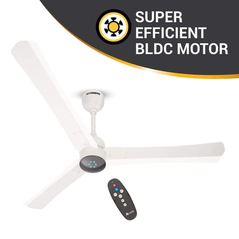 Atomberg Renesa + Metalic 1200 mm BLDC Motor with Remote 3 Blade Anti Dust  Ceiling Fan (Pearl White, Pack of 1)