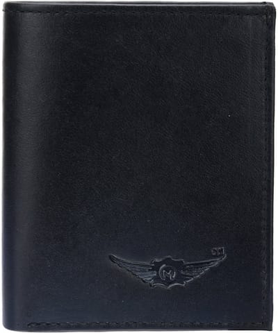 Ink Black Genuine Leather Black Bi-Fold Card Holder (MW030) by Maskino Leathers_MW030