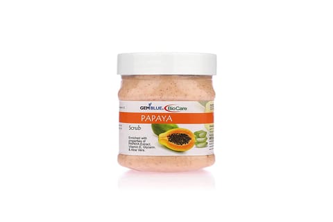 GEMBLUE BioCare safe and Natural Papaya Scrub with Vitamin E, Glycerin and Aloe vera Scrub (500 ml)