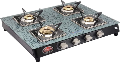 Ultra Series 4B MS Glass Cook Top Gas Stove - Square PSR (Auto Burner)