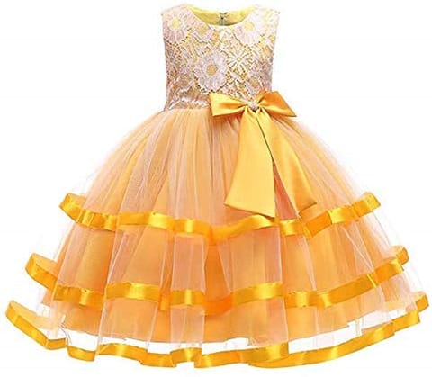 MANNAT FASHION Baby Girl Knee Lenght Frock Yellow