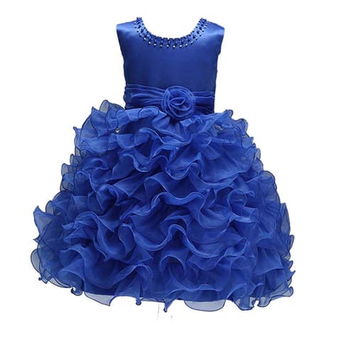 Mannat Fashion Girls' Knee Length Dress (M_F_094_2-3Years_Blue_2-3 Years)