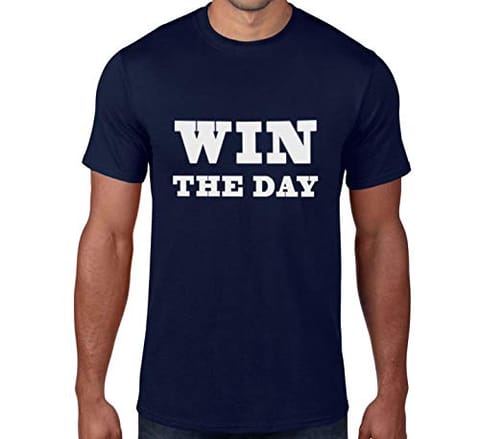 Hike99 Win The Day Gym Motivational Qoute T Shirt Cotton Febric Blue