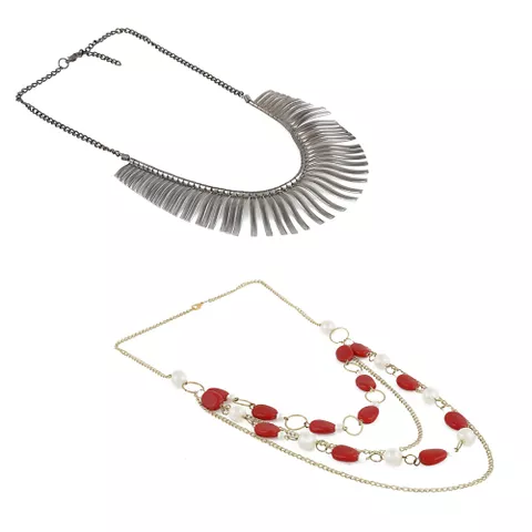 Aradhya Fashion party wear modern choker and strand statement necklace for girls and women - combo for 2 necklace