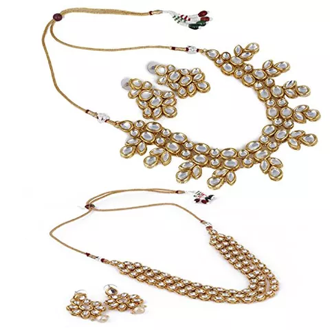 Aradhya Designer combo kundan jewellery necklace with earrings for women and Girls - combo for 2 necklace set