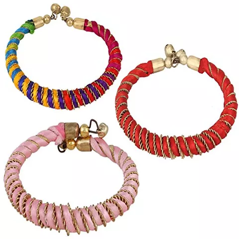 Aradhya Designer silk thread charm bracelet - set of 3