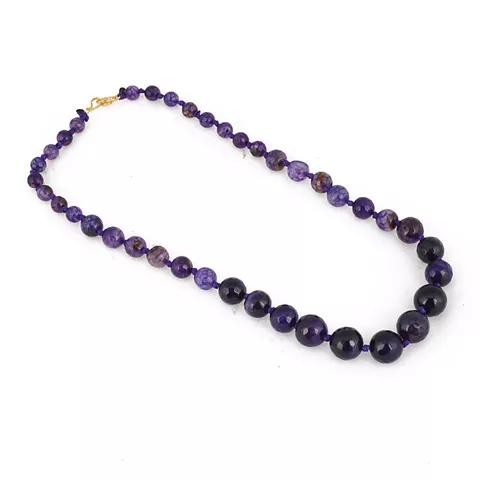Aradhya Single layer purple (shades of purple) high quality onyx stones beads necklace for women and girls