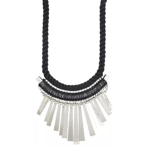 Aradhya Designer statement black and silver necklace for women and girls