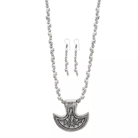Aradhya Designer high quality pendant oxidized german silver necklace with earrings for women and girls