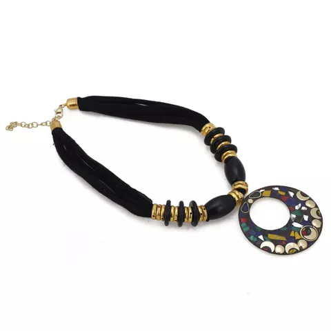 Aradhya Black color designer multi colour pendant tibetan style necklace for women and girls