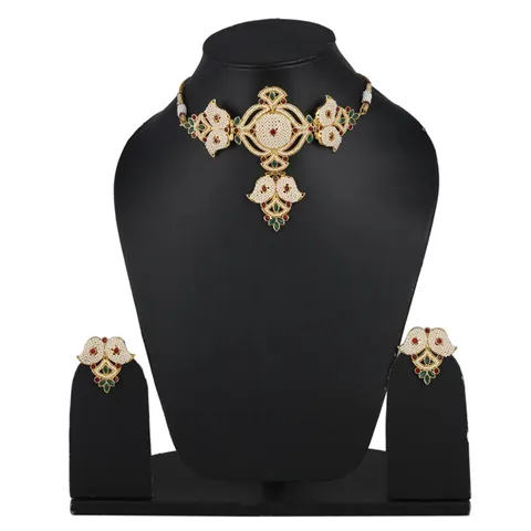 Aradhya Designer traditional india rajasthani basra pearl necklace/Choker with earrings for women
