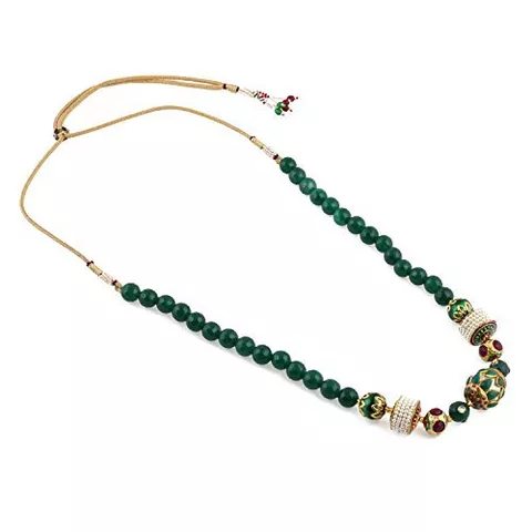 Aradhya Designer handmade Green onyx beads traditional necklace for women and girls