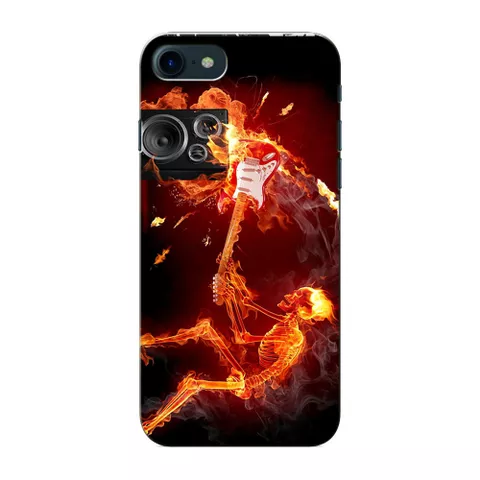 Prinkraft designer back case / cover for Apple iPhone 7 with Flaming Skeleton With GuitarTheme, Apple iPhone 7 case, Printed Cover for Apple iPhone 7, 3D Designer Back case for Apple iPhone 7