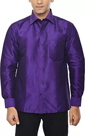 KENRICH Men's Silk Casual Shirt (kpd_voiletfull, Violet, 38)