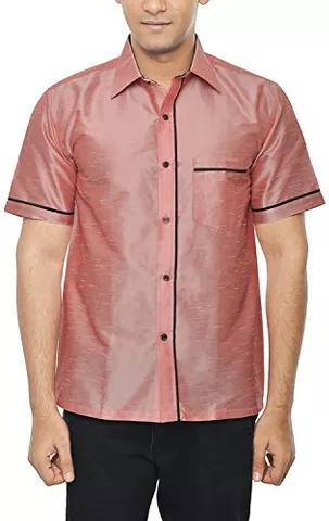KENRICH Men's Silk Casual Shirt (ppng_lpnnkbrwnhalf, Pink, 42)