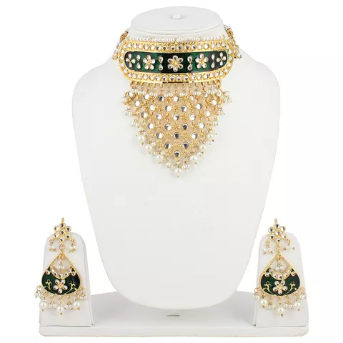 Aradhya Kundan designer necklace set with earrings for women and girls