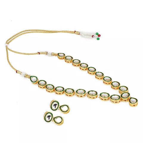 Aradhya Designer strand ac kundan necklace with earrings for women and girls