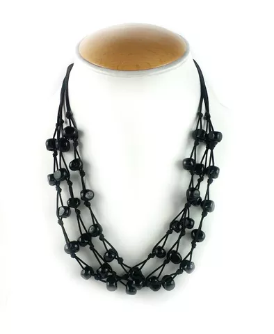 Aradhya Designer black beads multi strand necklace for women and girls