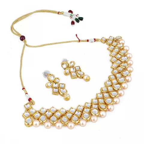 Aradhya Designer celebrity inspired kundan necklace with earrings for women and girls
