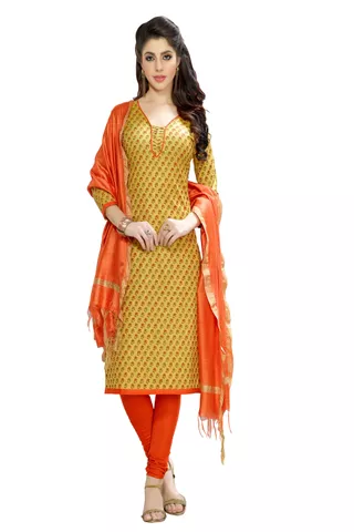 Minu Suits  Beige Cotton Salwar Suits Sets  Dress Material
