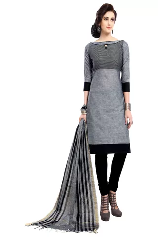Minu Suits  Grey Cotton Salwar Suits Sets  Dress Material