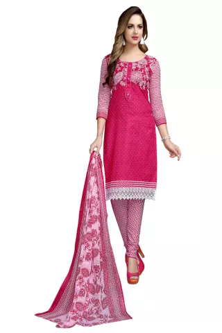 Minu Suits  Pink Cotton Salwar Suits Sets  Dress Material