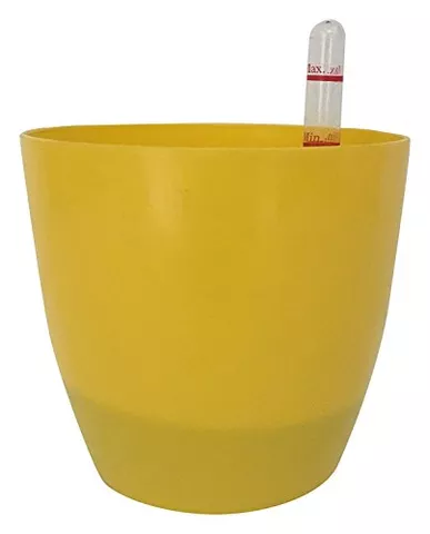 Minerva Naturals Self Watering Pot With The Water Level Indicator Yellow Color (Pack Of 2)