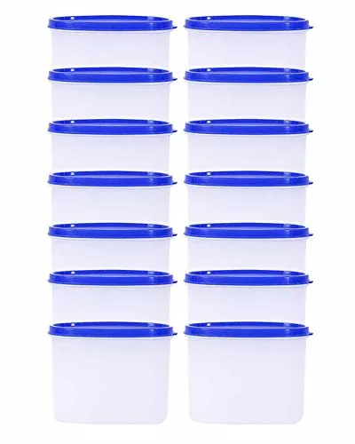 Ssd Microwaveable Space Saver 14pc 10 Ml Plastic Multi Purpose Storage Container White Blue