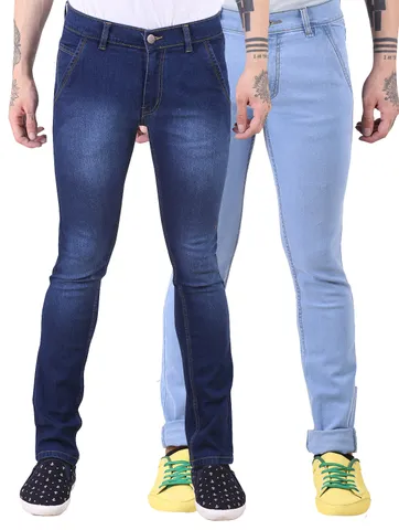 Van Galis Fashion Wear Blue and Light Blue Jeans For Men's-Pack of  2