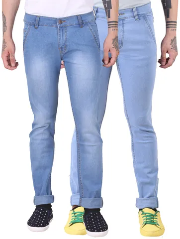 Van Galis Fashion Wear Light Blue Jeans For Men's-Pack of  2