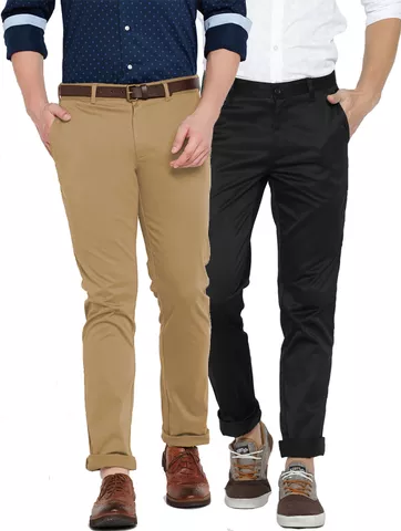 Van Galis Fashion Wear Multicoloured Trouser For Men's-Pack of  2
