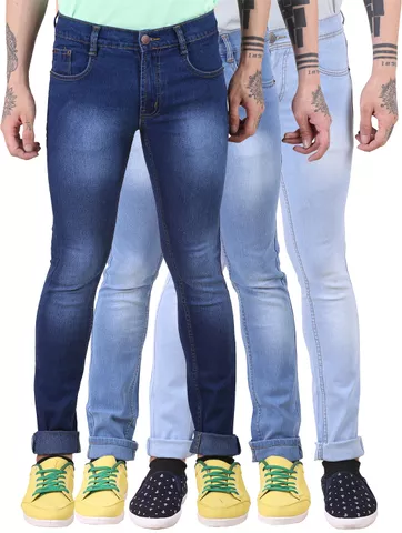 Van Galis Fashion Wear Stylish Combo of Blue Jeans For Men's-Pack of 3