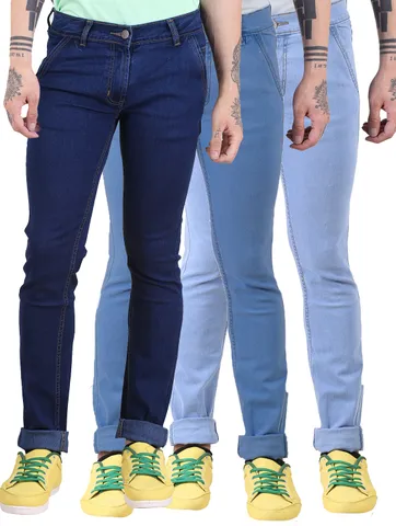 Van Galis Fashion Wear Stylish Combo of Blue Jeans For Men's-Pack of 3