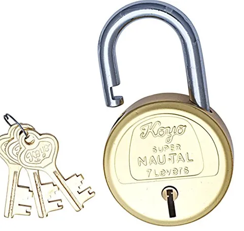 Shaks Brass Koyo Series 7 Levers 3 Keys Nau-tal Big Door Lock Shutter Locks Pad Lock 65 mm 3 keys Solid good quality & Hardened Padlock