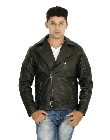 Supreme Genuine Leather Jacket(Black) For Men