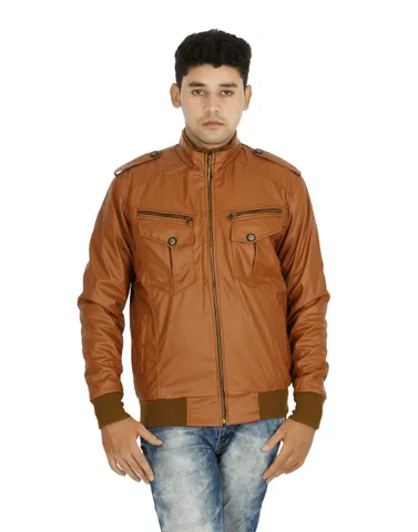 Supreme Genuine Leather Jacket(Beige) For Men