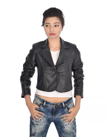 Supreme Genuine Leather Jacket(Black) For Women