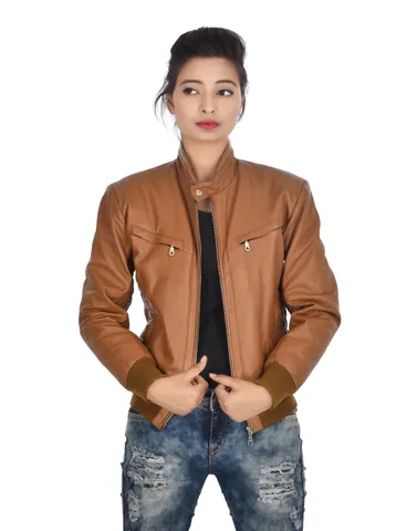 Supreme Genuine Leather Jacket(Brown) For Women